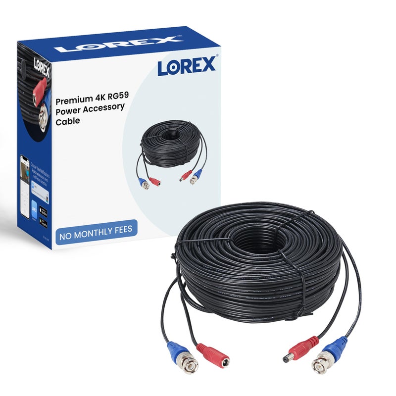 Lorex 4K RG59 Power Accessory Cable, Video Cable for Security Camera Systems, for Analog HD (CVI/TVI/AHD/MPX) or Analog (CVBS) Surveillance System, 100 feet (30m) - Image 1